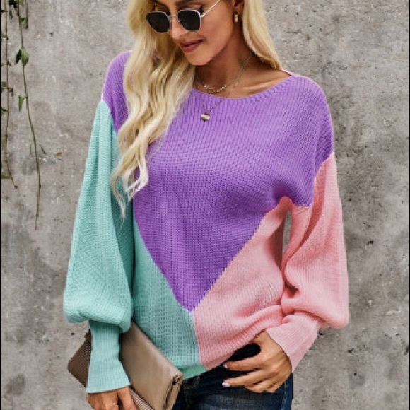 HOST PICK Color Block Lantern Sleeve Sweater - Picture 4 of 14